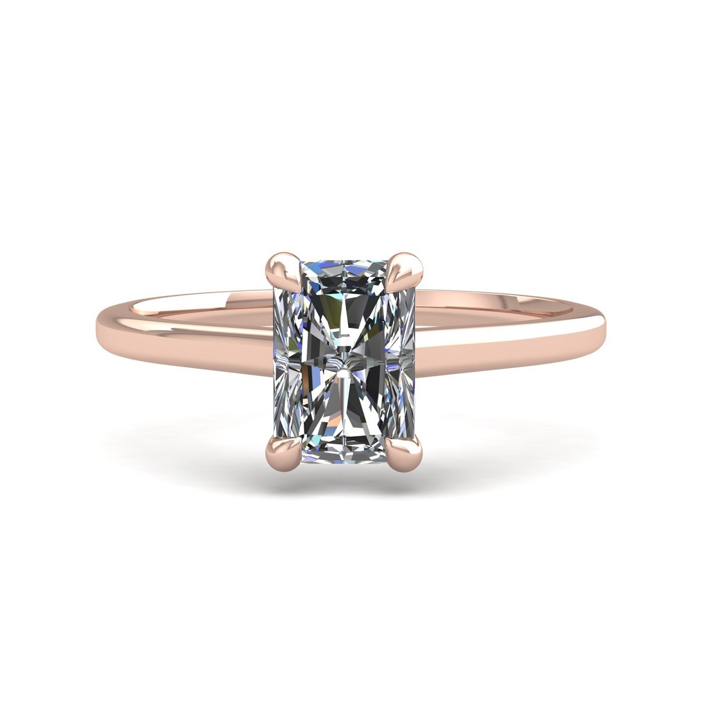 18k rose gold  0,50 ct 4 prongs solitaire radiant cut diamond engagement ring with whisper thin band Photos & images