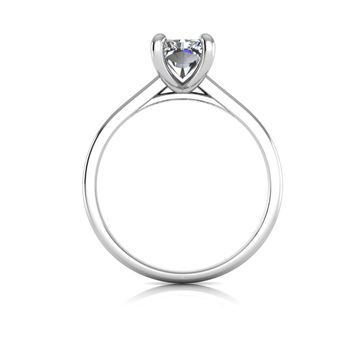 18k white gold  1,50 ct 4 prongs solitaire radiant cut diamond engagement ring with whisper thin band