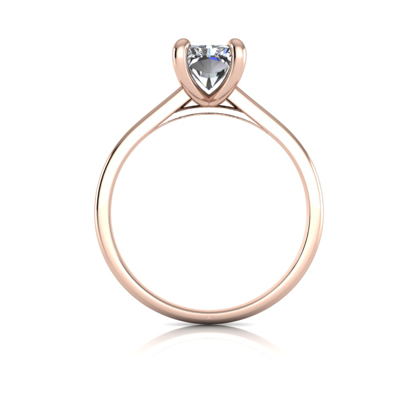 18k rose gold  1,50 ct 4 prongs solitaire radiant cut diamond engagement ring with whisper thin band