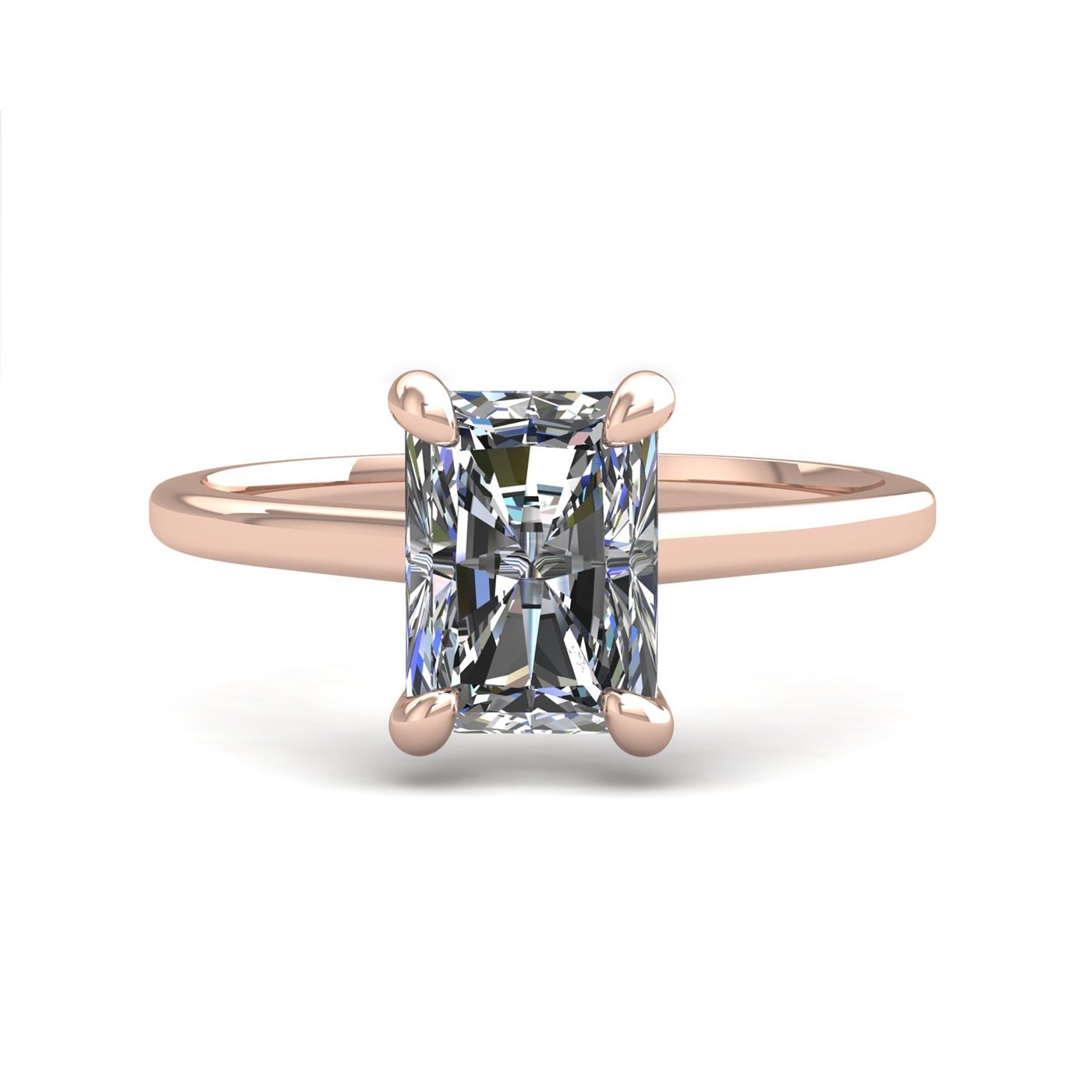 18k rose gold  0,50 ct 4 prongs solitaire radiant cut diamond engagement ring with whisper thin band Photos & images