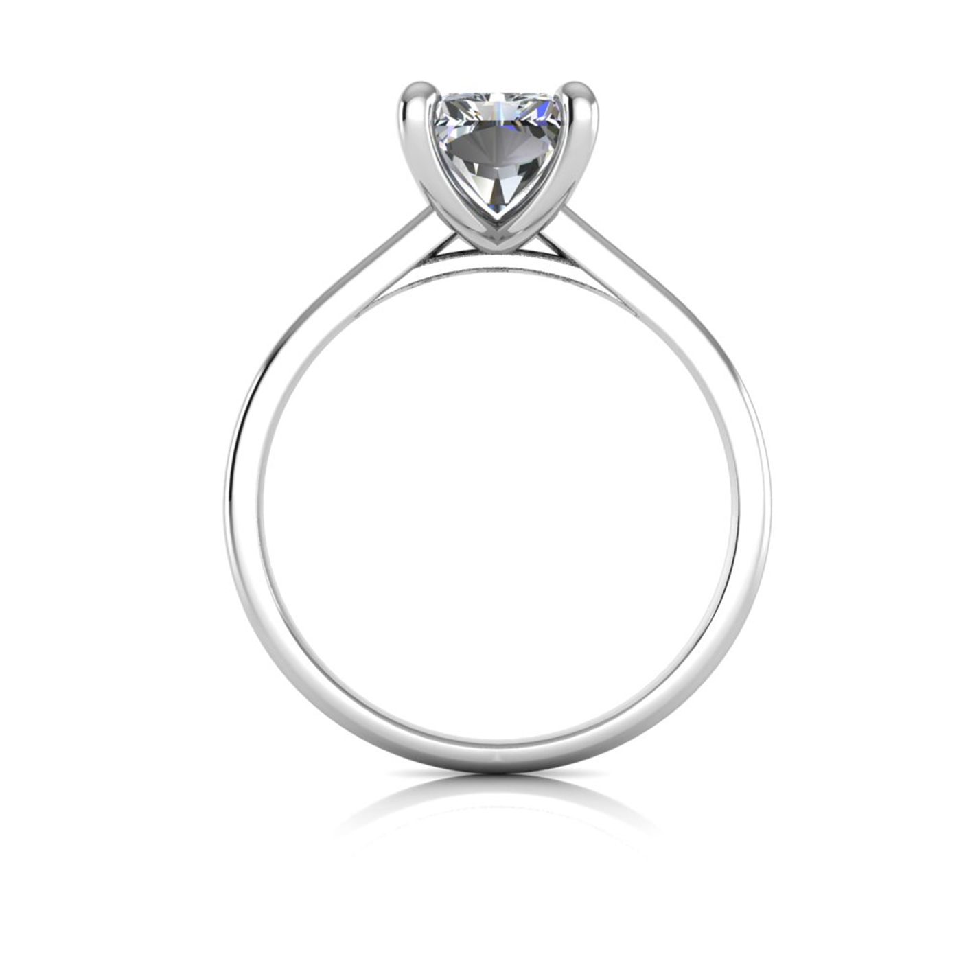 18k white gold  2,00 ct 4 prongs solitaire radiant cut diamond engagement ring with whisper thin band