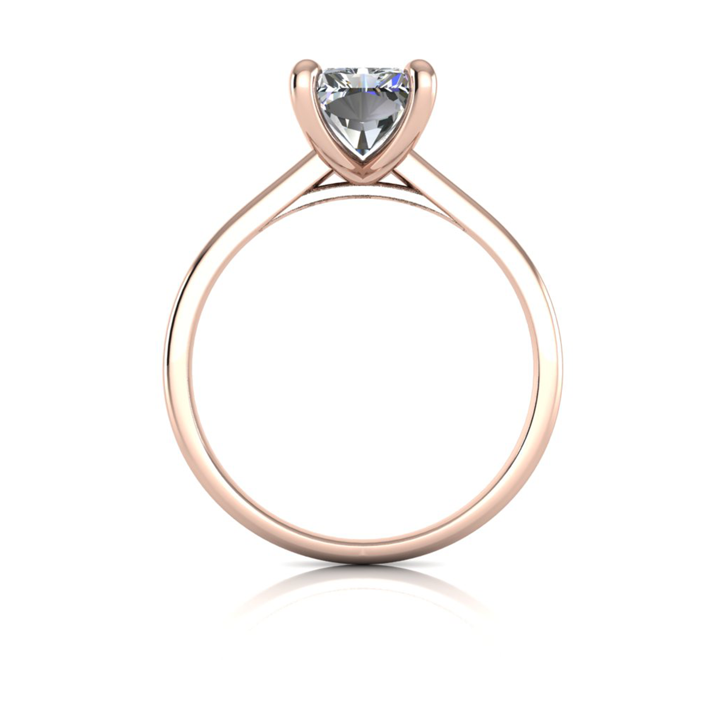 18k rose gold  2,00 ct 4 prongs solitaire radiant cut diamond engagement ring with whisper thin band