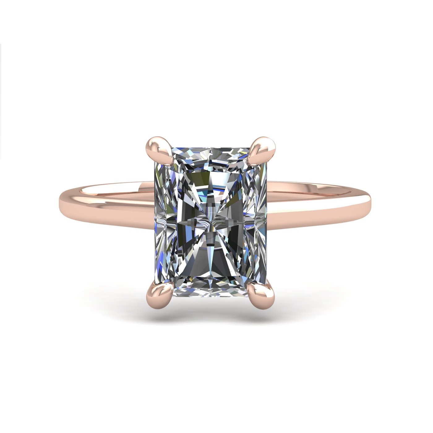 18k rose gold  0,50 ct 4 prongs solitaire radiant cut diamond engagement ring with whisper thin band Photos & images