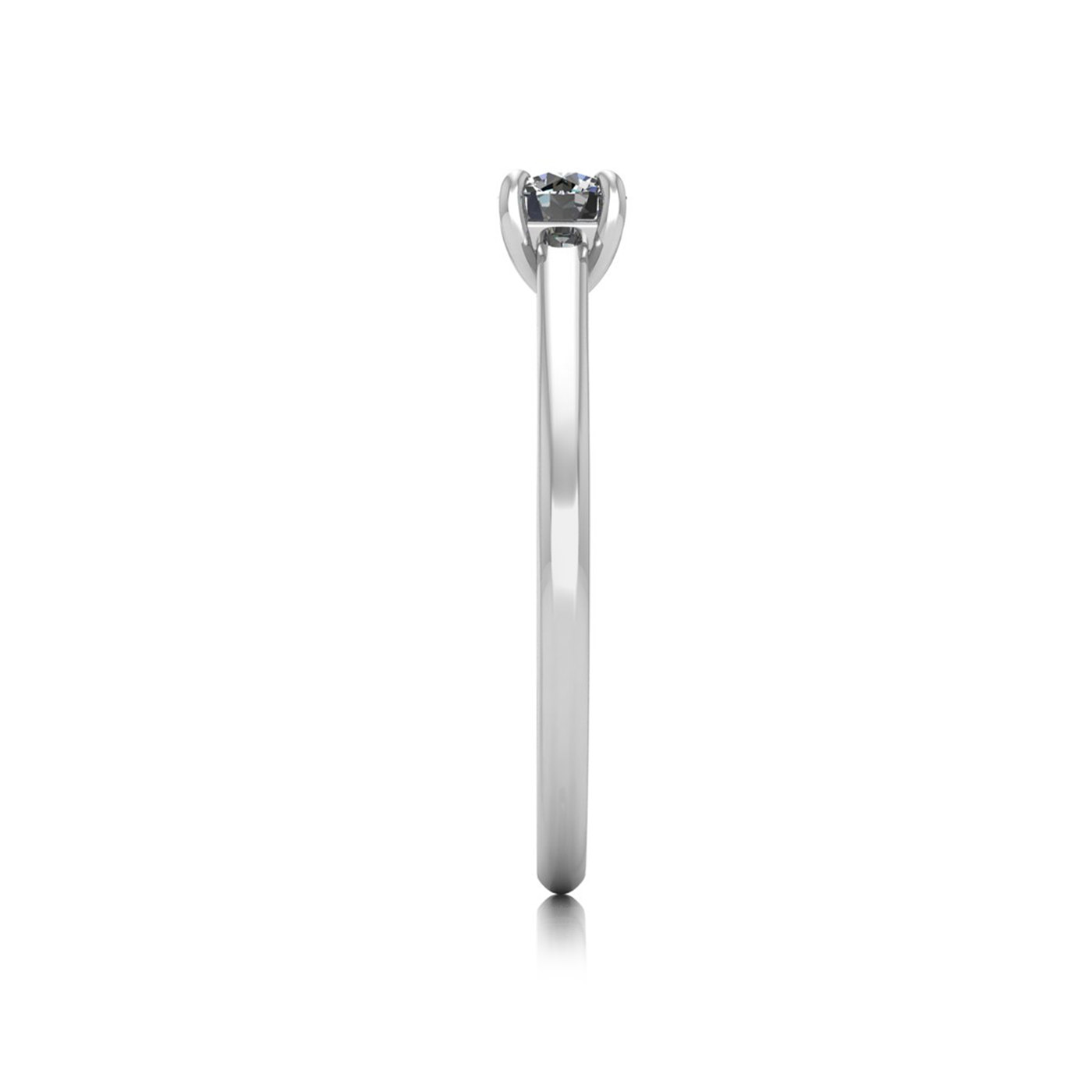 18k white gold  0,30 ct 4 prongs solitaire round cut diamond engagement ring with whisper thin band