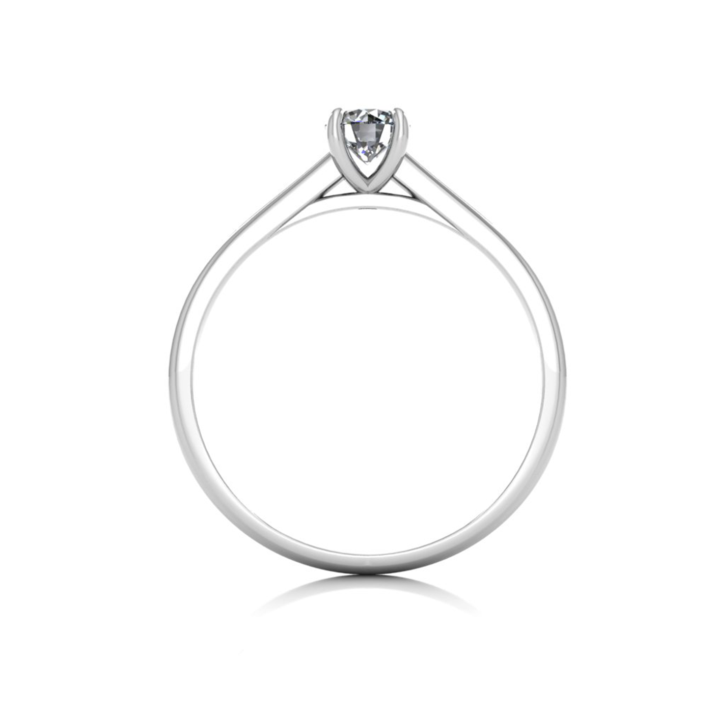 18k white gold  0,30 ct 4 prongs solitaire round cut diamond engagement ring with whisper thin band