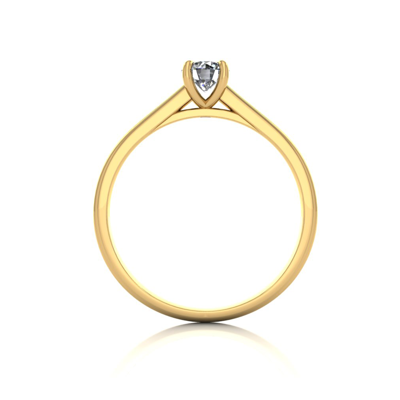 18k yellow gold  0,30 ct 4 prongs solitaire round cut diamond engagement ring with whisper thin band
