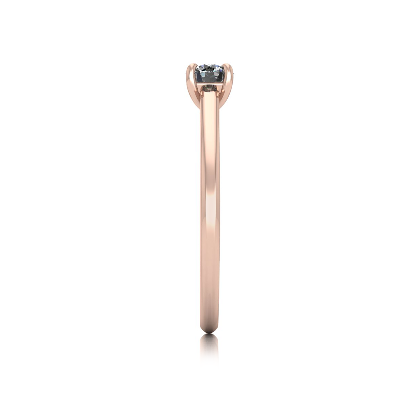 18k rose gold  0,30 ct 4 prongs solitaire round cut diamond engagement ring with whisper thin band