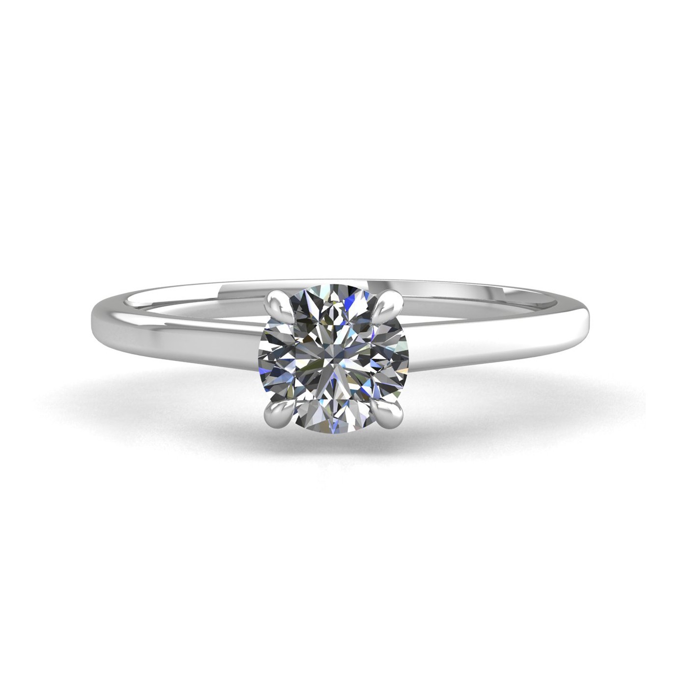 18k white gold 2,00 ct 4 prongs solitaire round cut diamond engagement ring with whisper thin band Photos & images