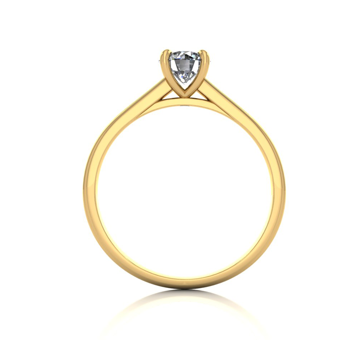 18k yellow gold 0,50 ct 4 prongs solitaire round cut diamond engagement ring with whisper thin band