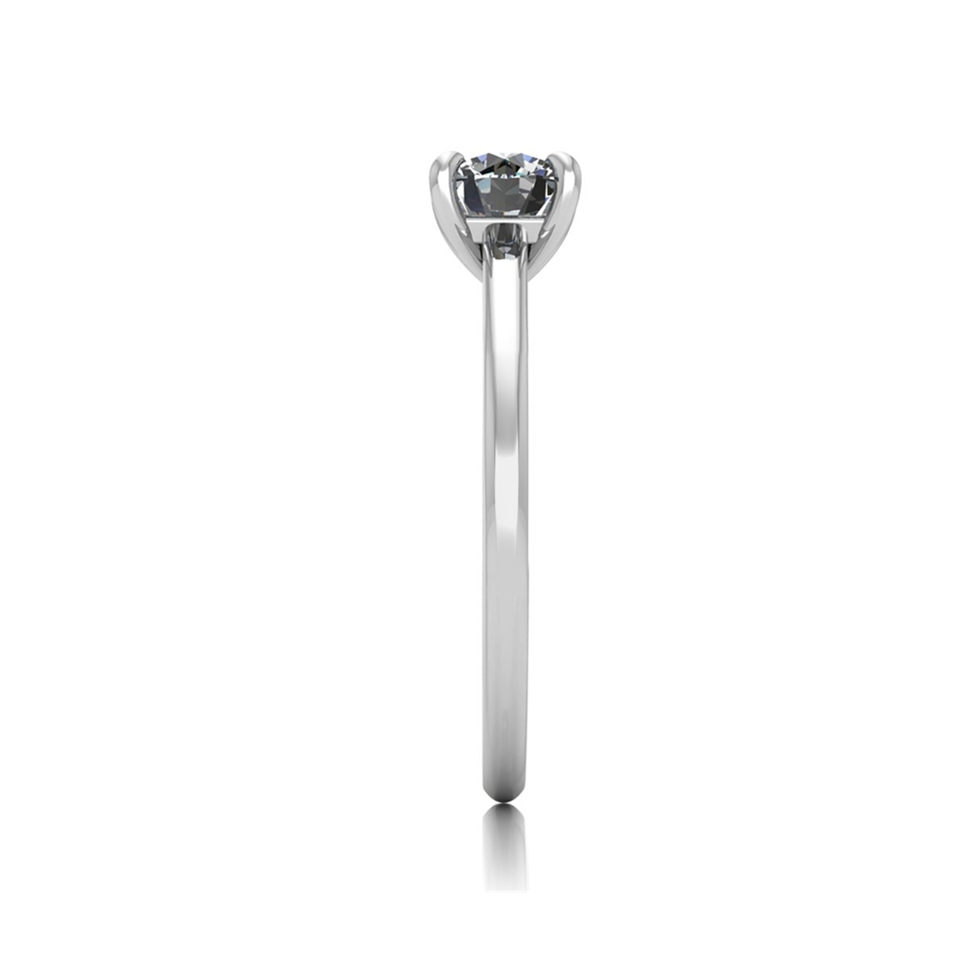 18k white gold 0,80 ct 4 prongs solitaire round cut diamond engagement ring with whisper thin band