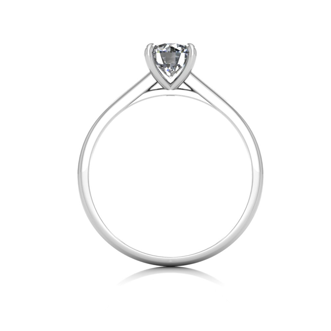 18k white gold 0,80 ct 4 prongs solitaire round cut diamond engagement ring with whisper thin band