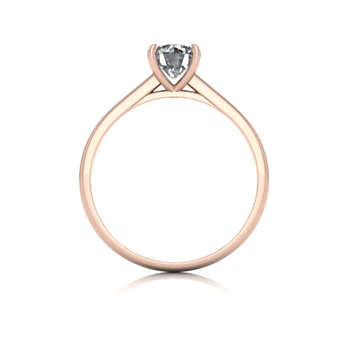 18k rose gold 0,80 ct 4 prongs solitaire round cut diamond engagement ring with whisper thin band