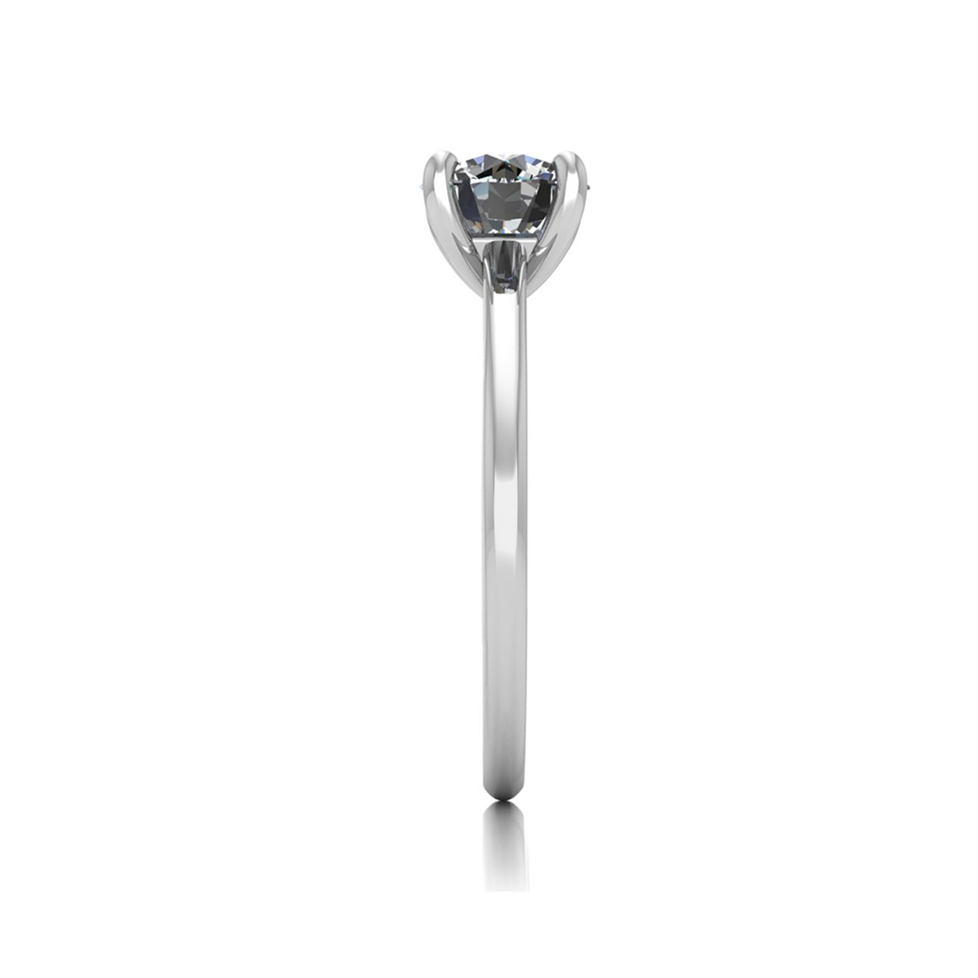 18k white gold 1.0ct 4 prongs solitaire round cut diamond engagement ring with whisper thin band