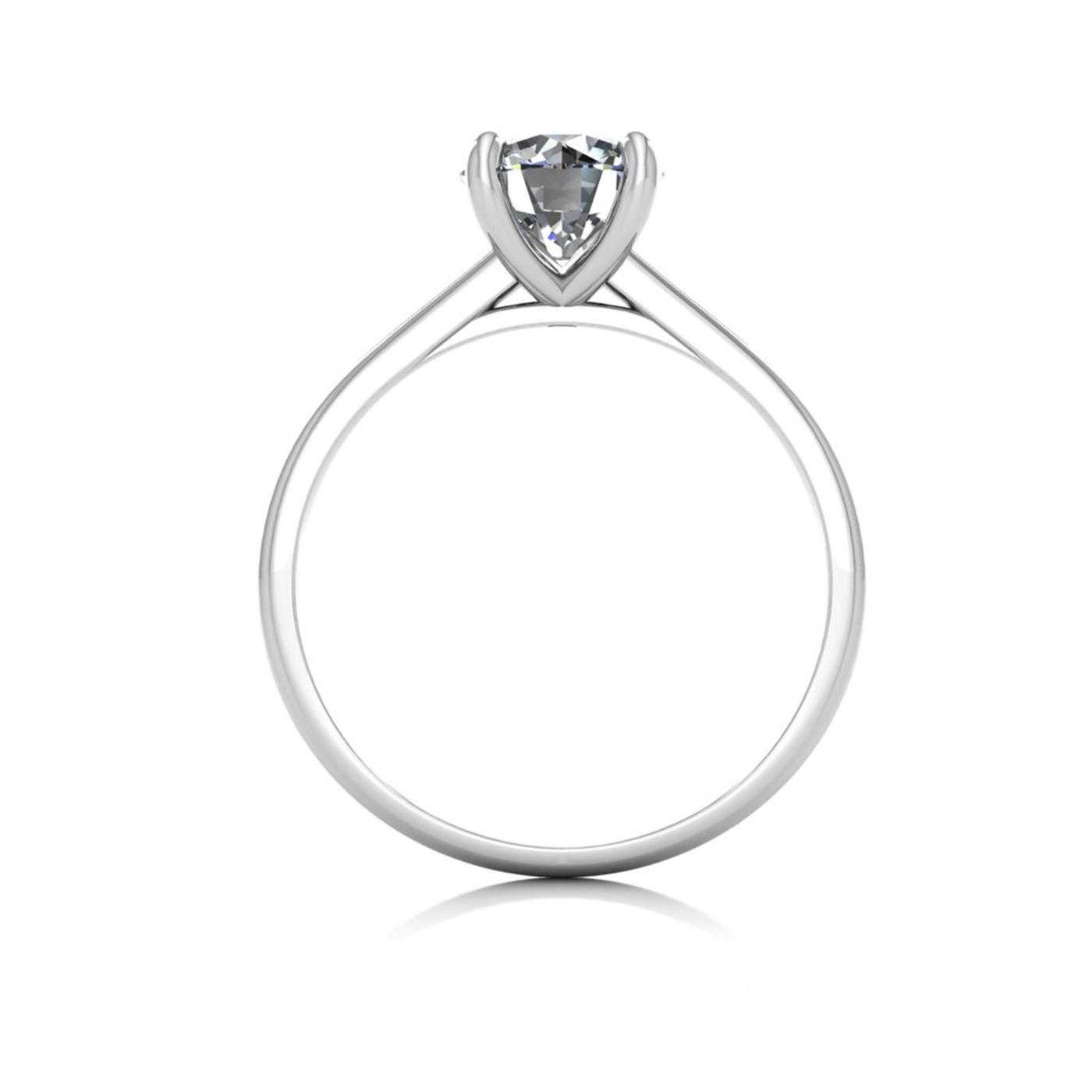 18k white gold 1.0ct 4 prongs solitaire round cut diamond engagement ring with whisper thin band