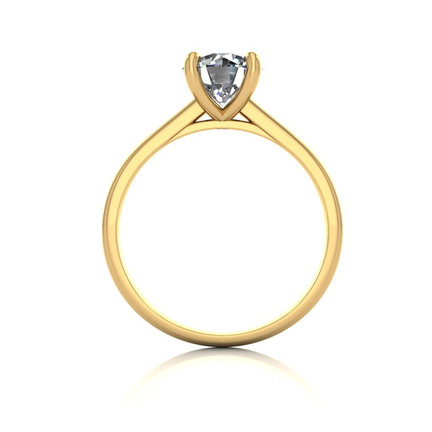 18k yellow gold  1.0ct 4 prongs solitaire round cut diamond engagement ring with whisper thin band