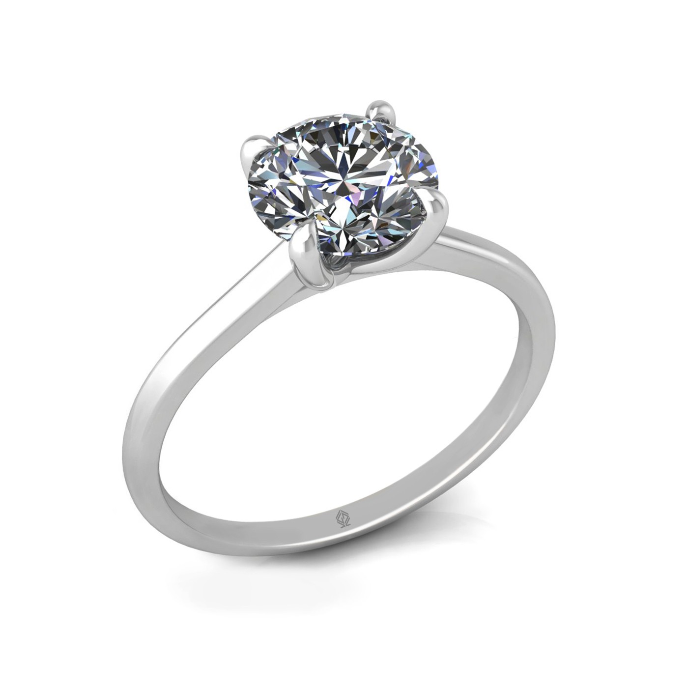 18k white gold 1.5ct 4 prongs solitaire round cut diamond engagement ring with whisper thin band
