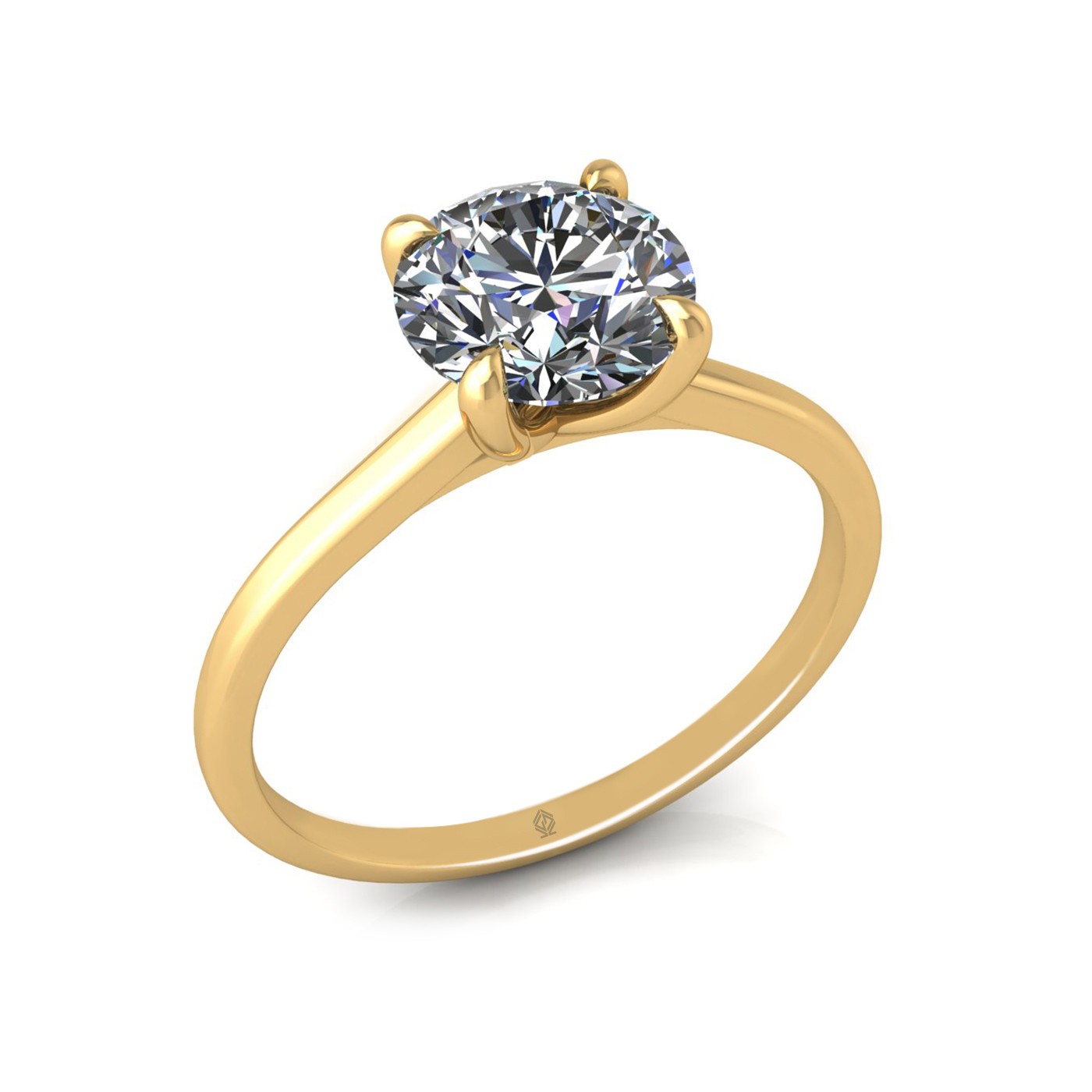 18k yellow gold 1.5ct 4 prongs solitaire round cut diamond engagement ring with whisper thin band