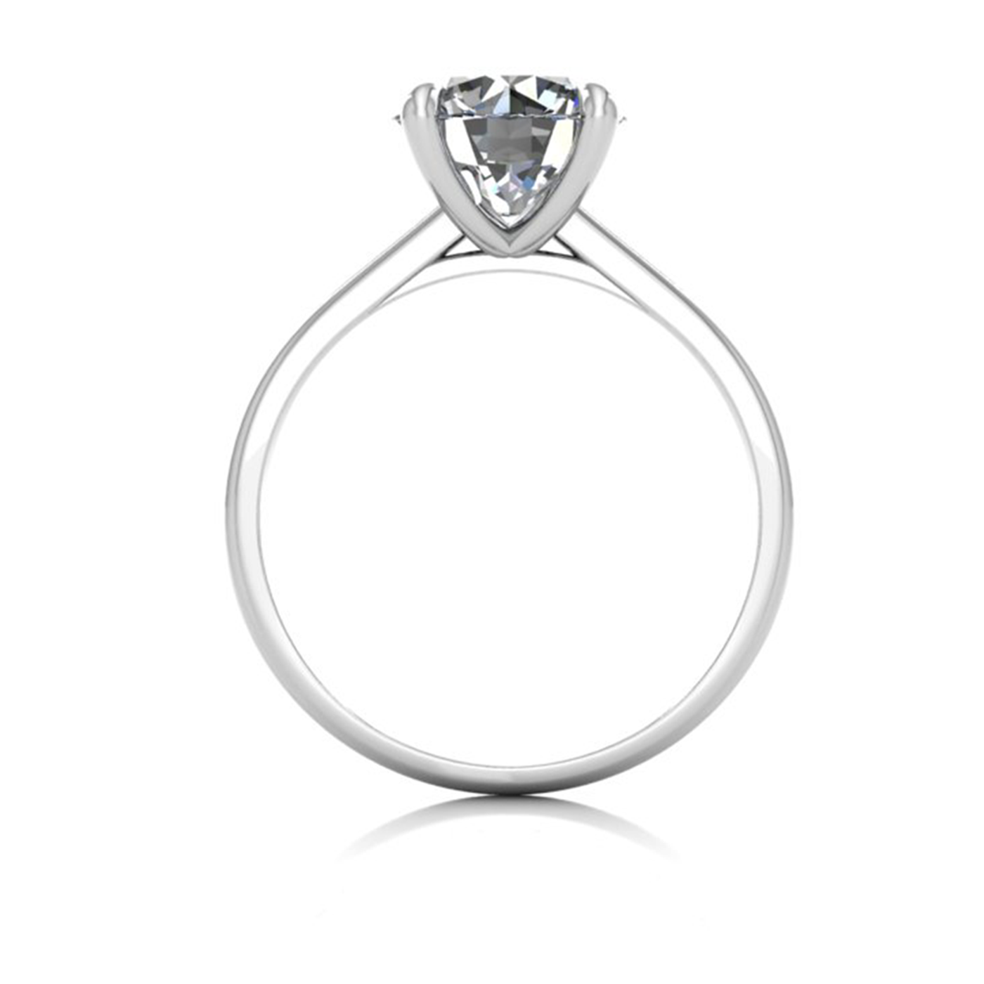 18k white gold 2,00 ct 4 prongs solitaire round cut diamond engagement ring with whisper thin band