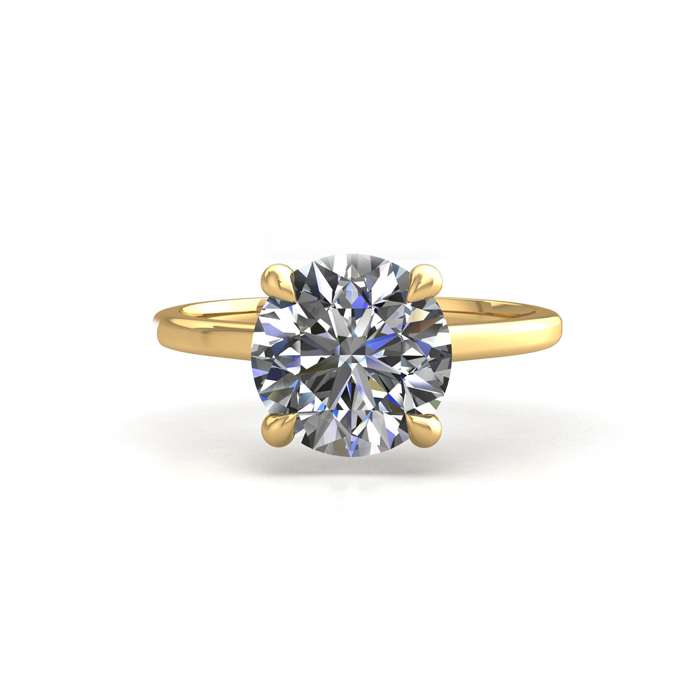 18k white gold 2,00 ct 4 prongs solitaire round cut diamond engagement ring with whisper thin band Photos & images