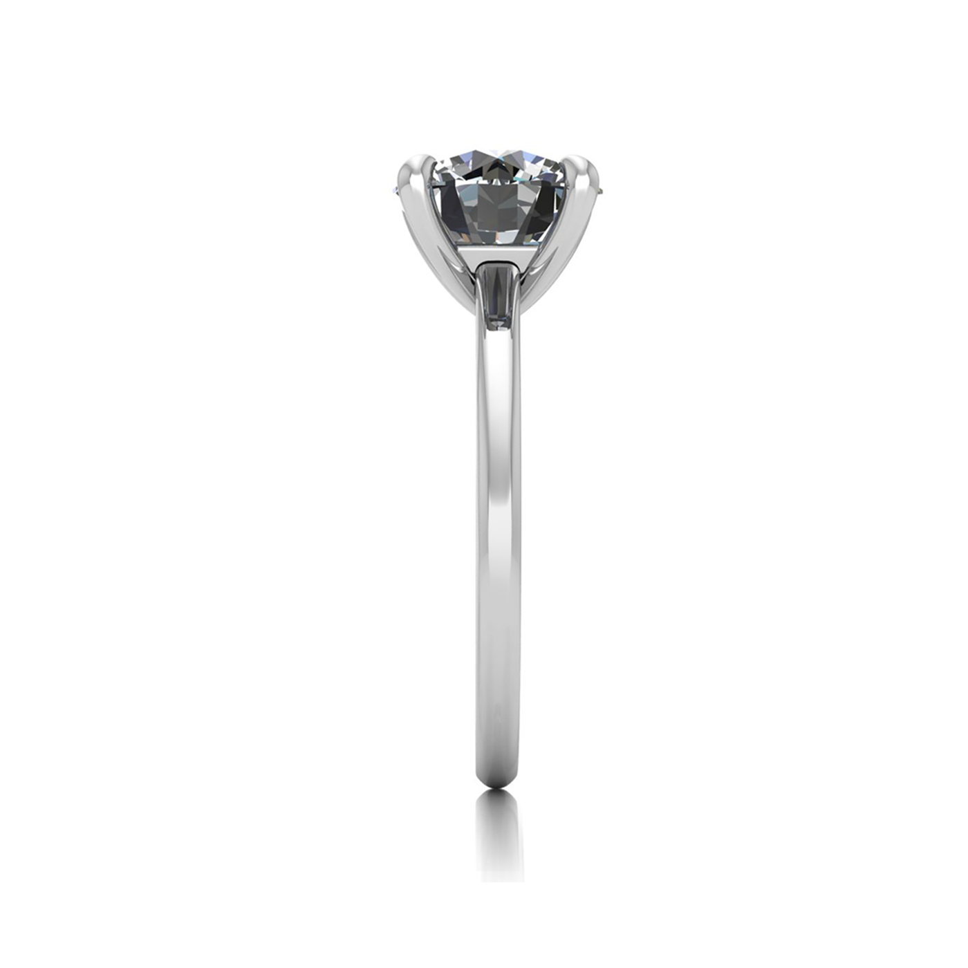 18k white gold 2,50 ct 4 prongs solitaire round cut diamond engagement ring with whisper thin band