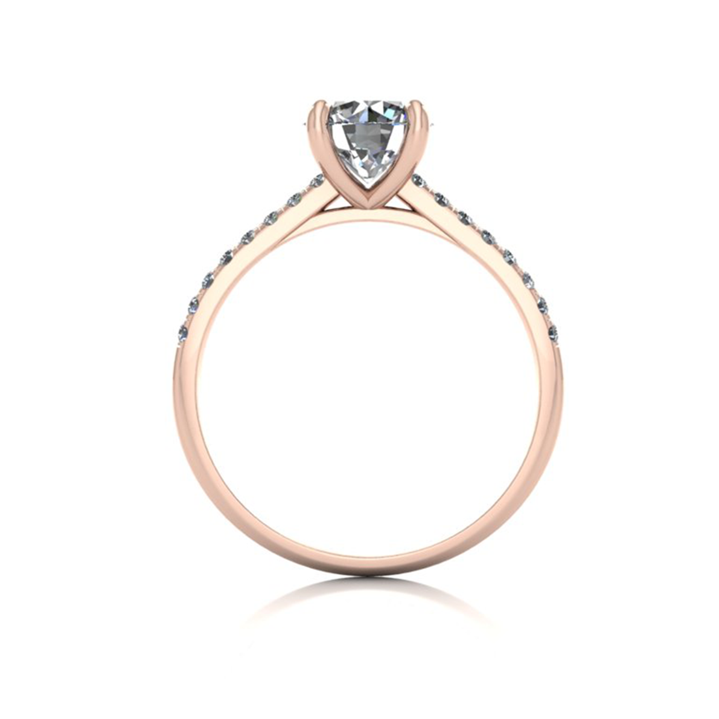 18k rose gold 1.0ct 4 prongs round cut diamond engagement ring with whisper thin pavÉ set band