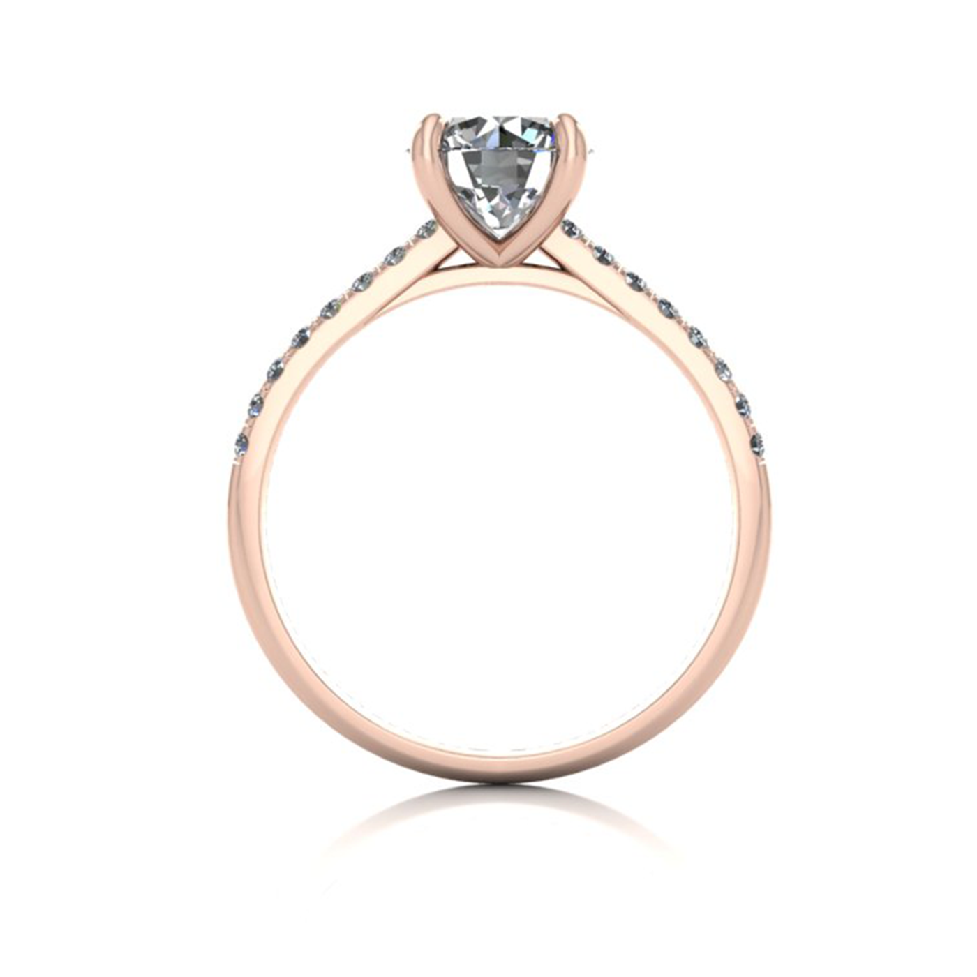 18k rose gold 1.2ct 4 prongs round cut diamond engagement ring with whisper thin pavÉ set band