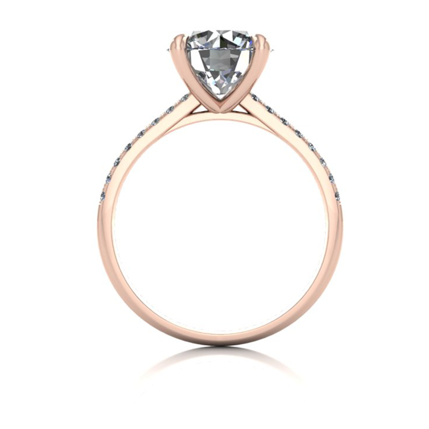 18k rose gold 2.5ct 4 prongs round cut diamond engagement ring with whisper thin pavÉ set band