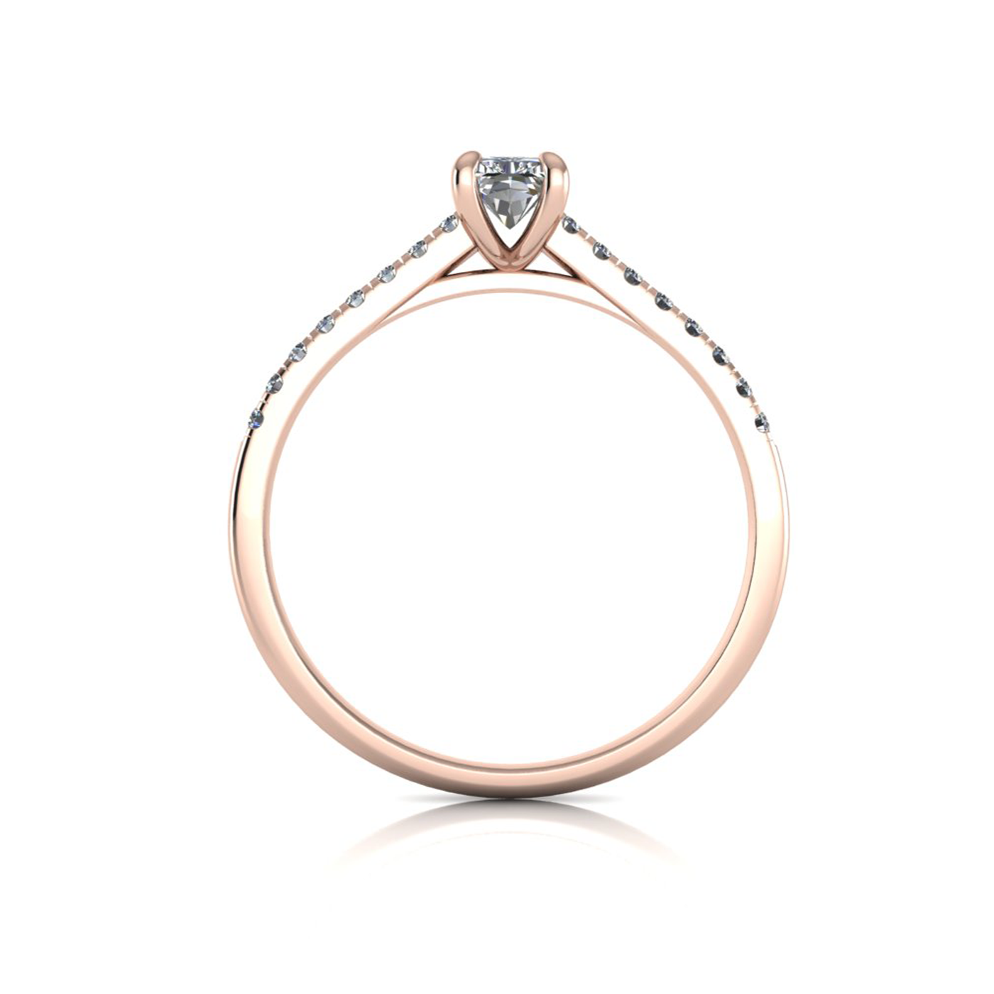 18k rose gold  0,50 ct 4 prongs radiant cut diamond engagement ring with whisper thin pavÉ set band