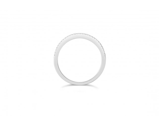 18k white gold half eternity channel and pave set round brilliant diamond wedding ring