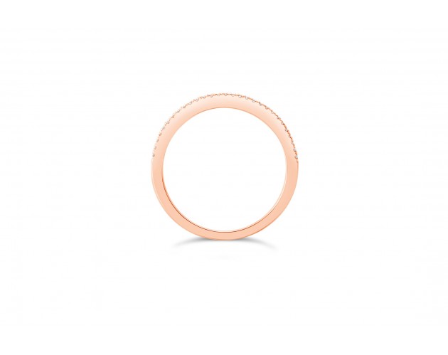 18k rose gold half eternity channel and pave set round brilliant diamond wedding ring