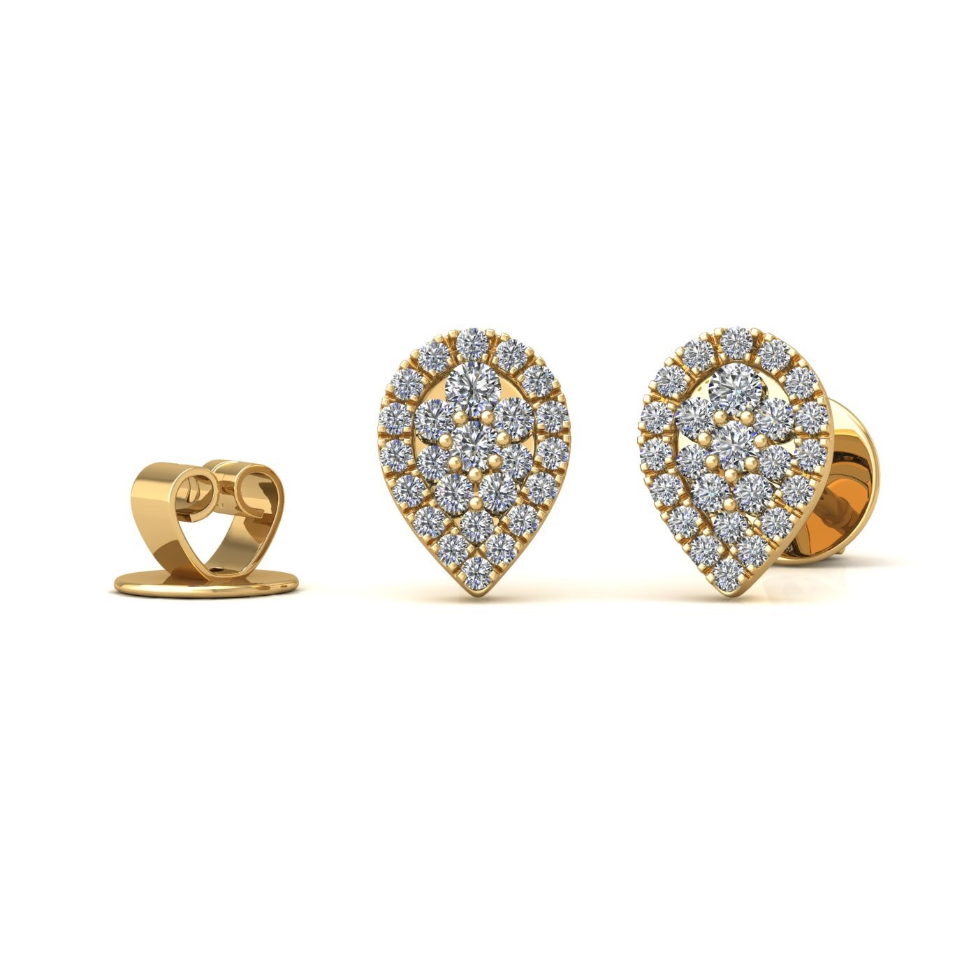 yellow gold pear shaped illusion set diamond earrings