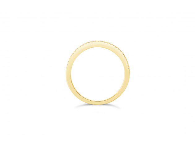 18k yellow gold half eternity channel and pave set round brilliant diamond wedding ring