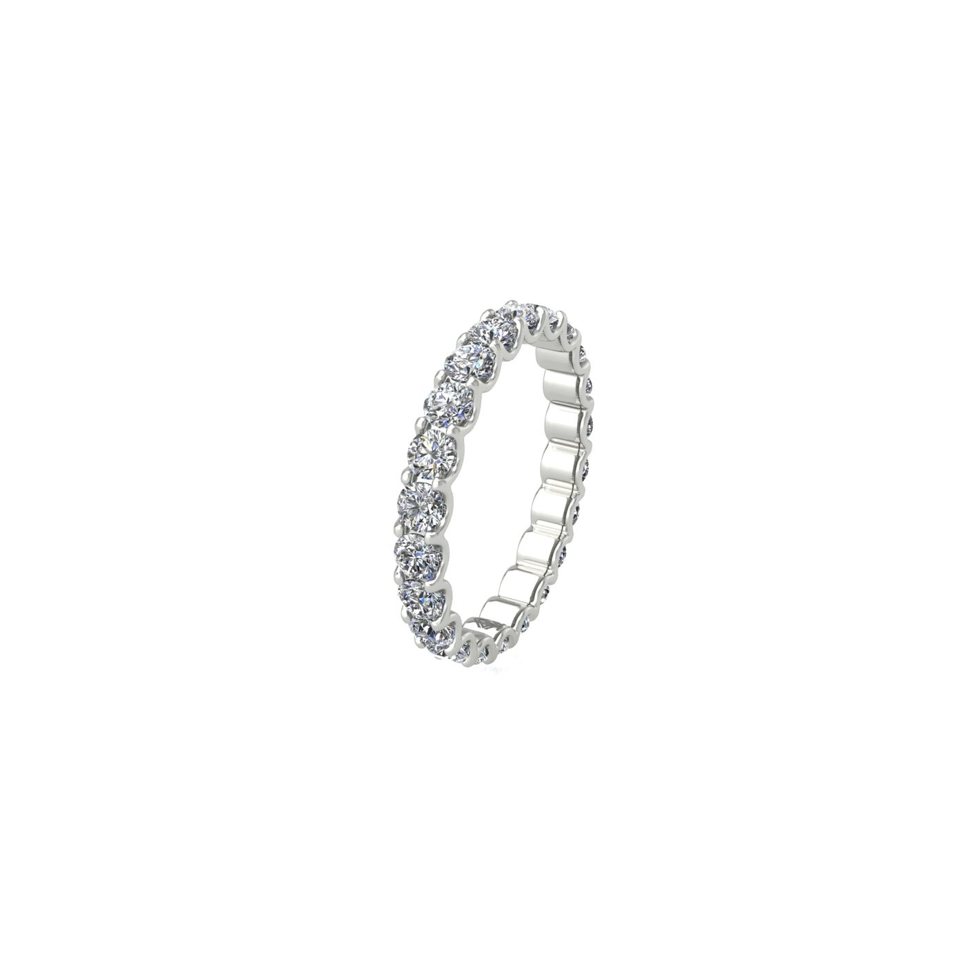 18k white gold  round shape diamond full eternity ring in u-prong setting