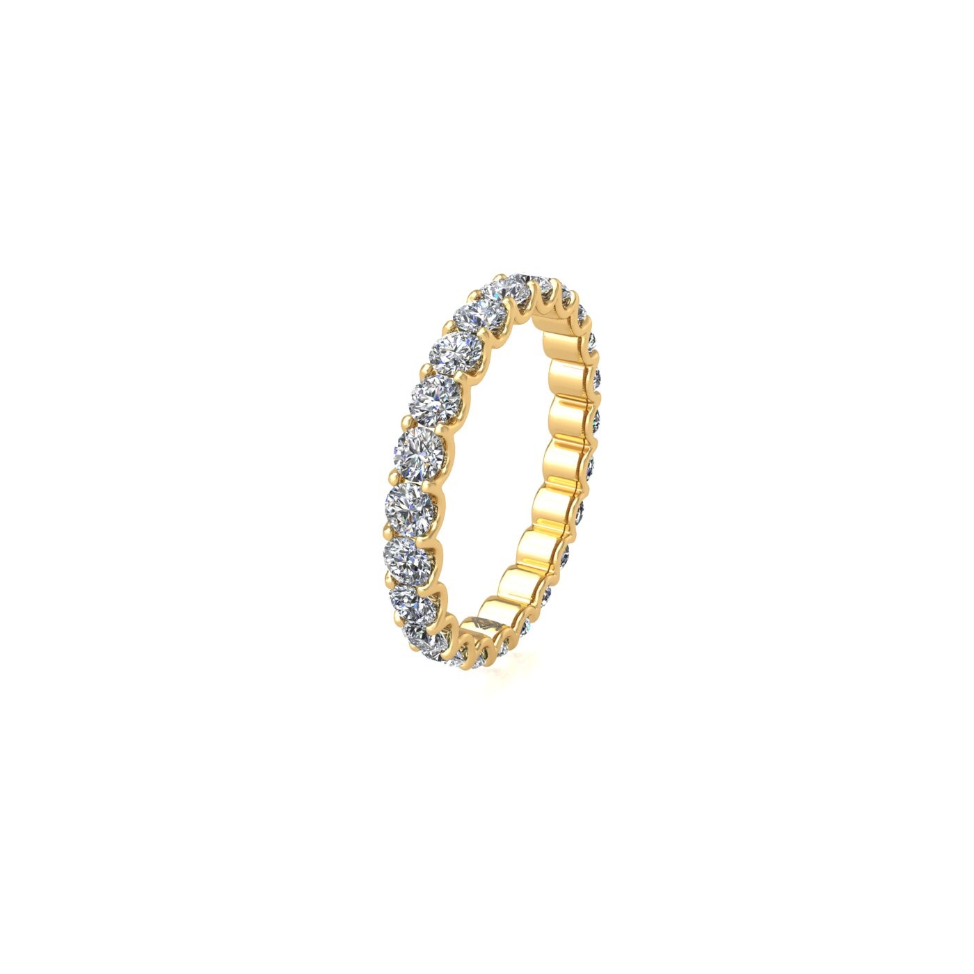 18k yellow gold  round shape diamond full eternity ring in u-prong setting