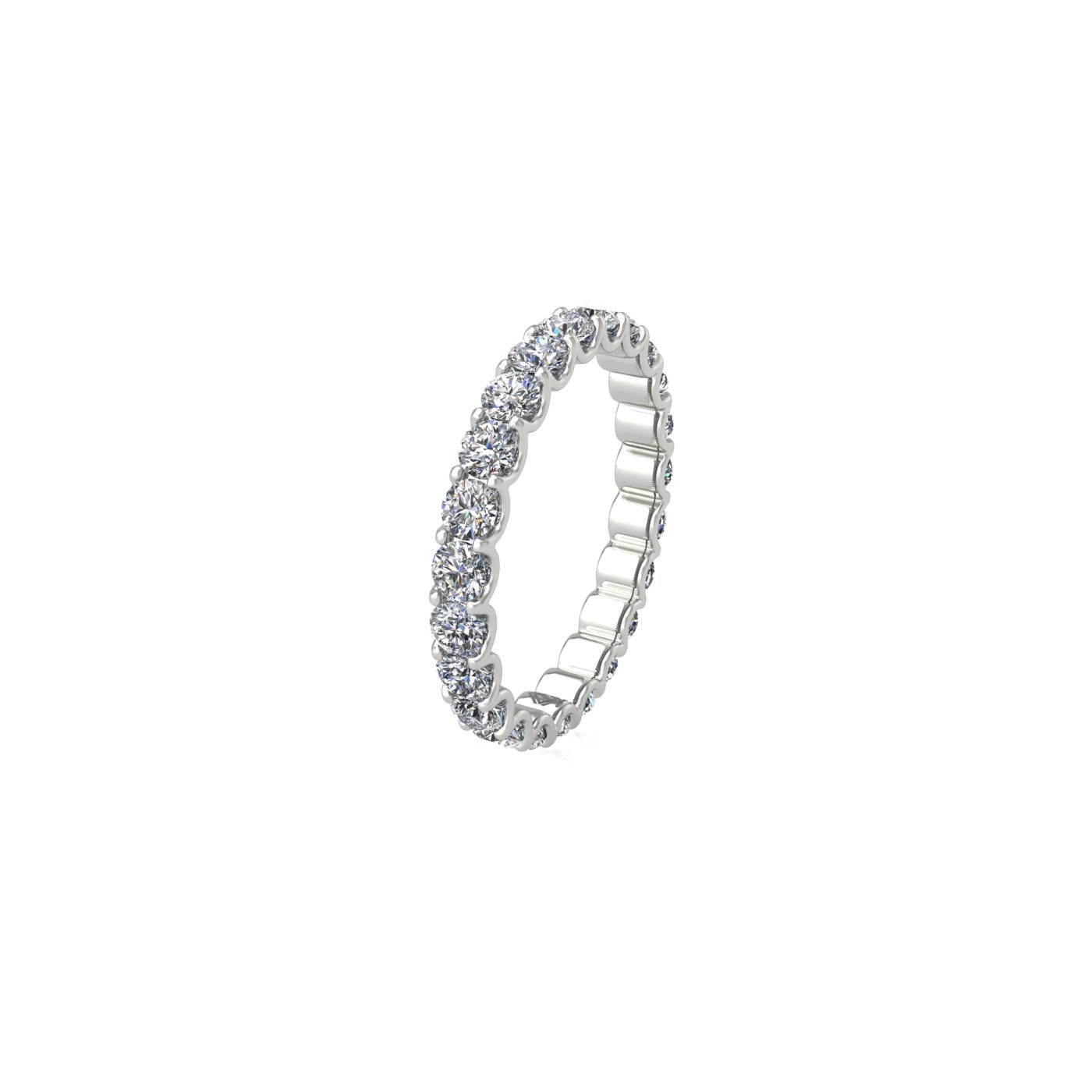 pt platinum  round shape diamond full eternity ring in u-prong setting