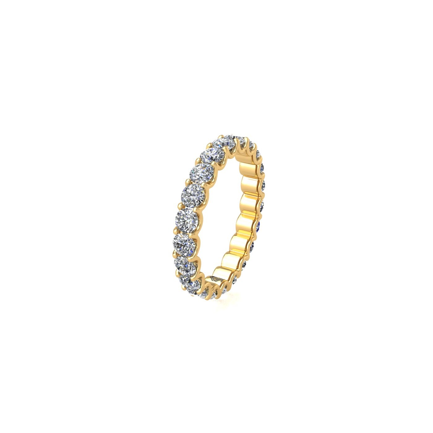 18k yellow gold  round shape diamond full eternity ring in u-prong setting
