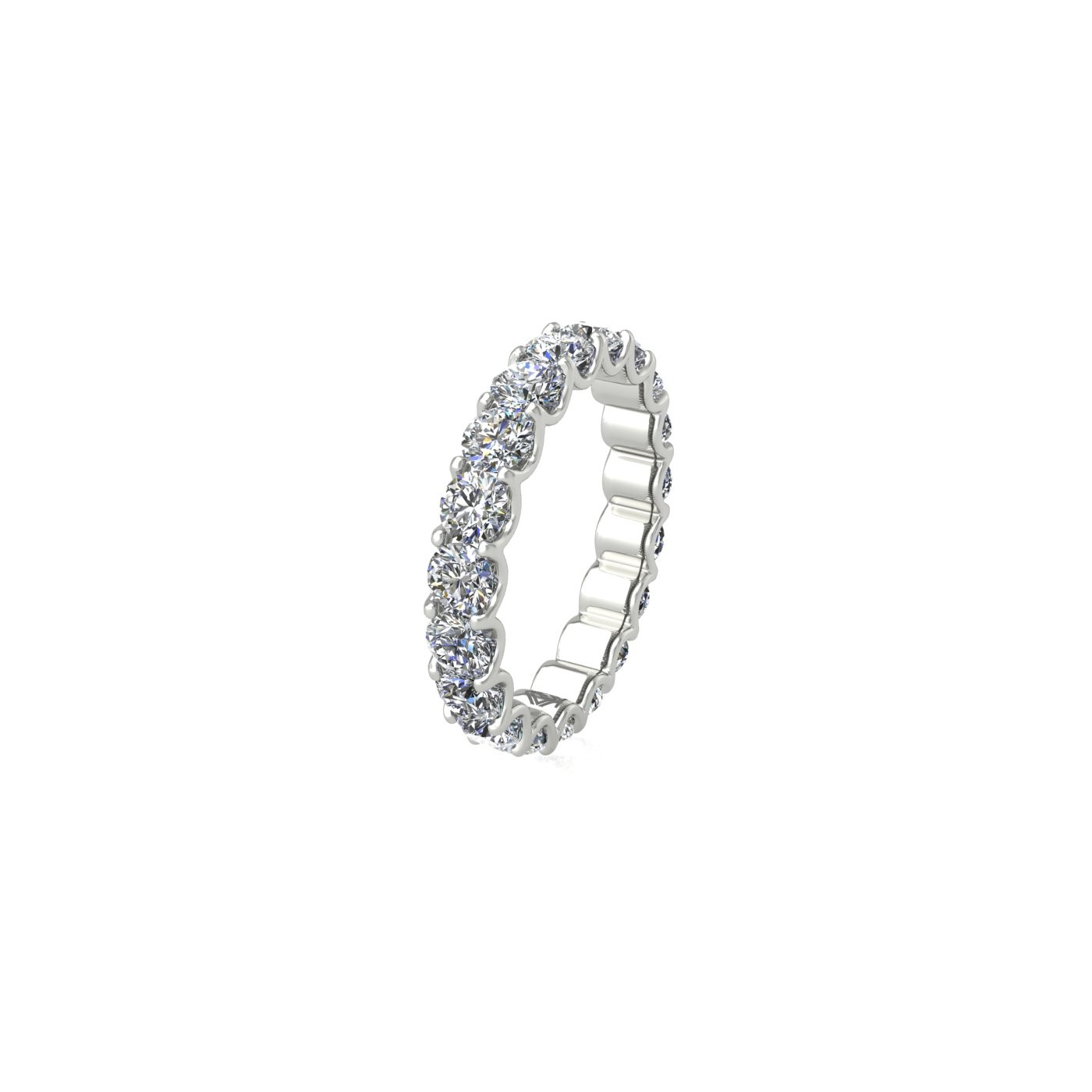 18k white gold  round shape diamond full eternity ring in u-prong setting