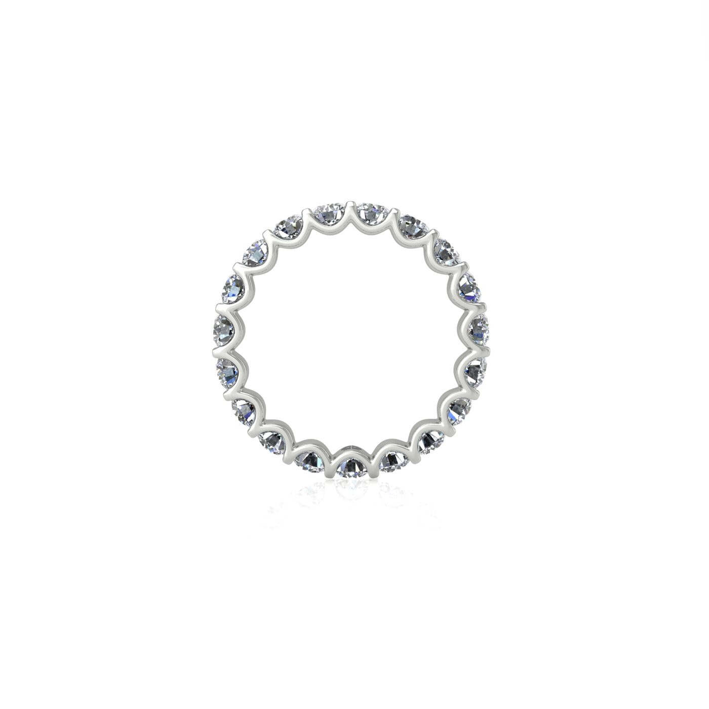18k white gold  round shape diamond full eternity ring in u-prong setting