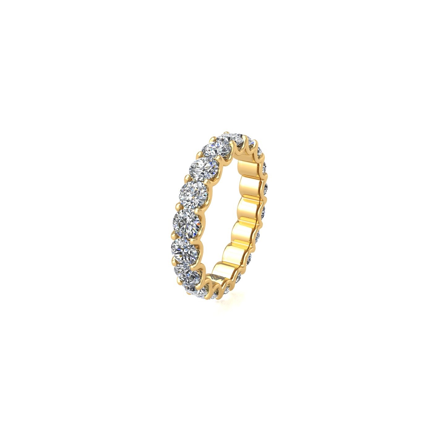 18k yellow gold  round shape diamond full eternity ring in u-prong setting