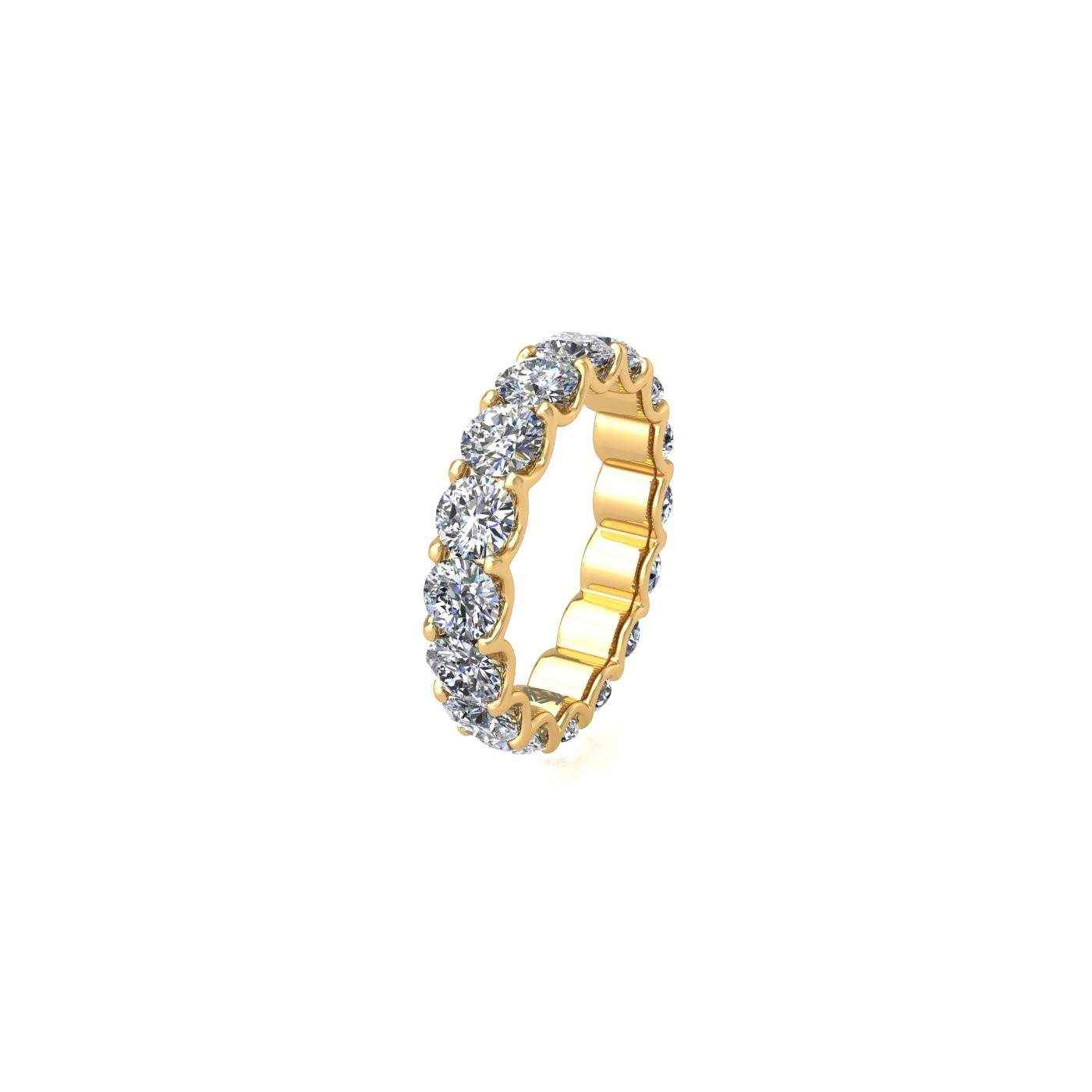 18k yellow gold  round shape diamond full eternity ring in u-prong setting