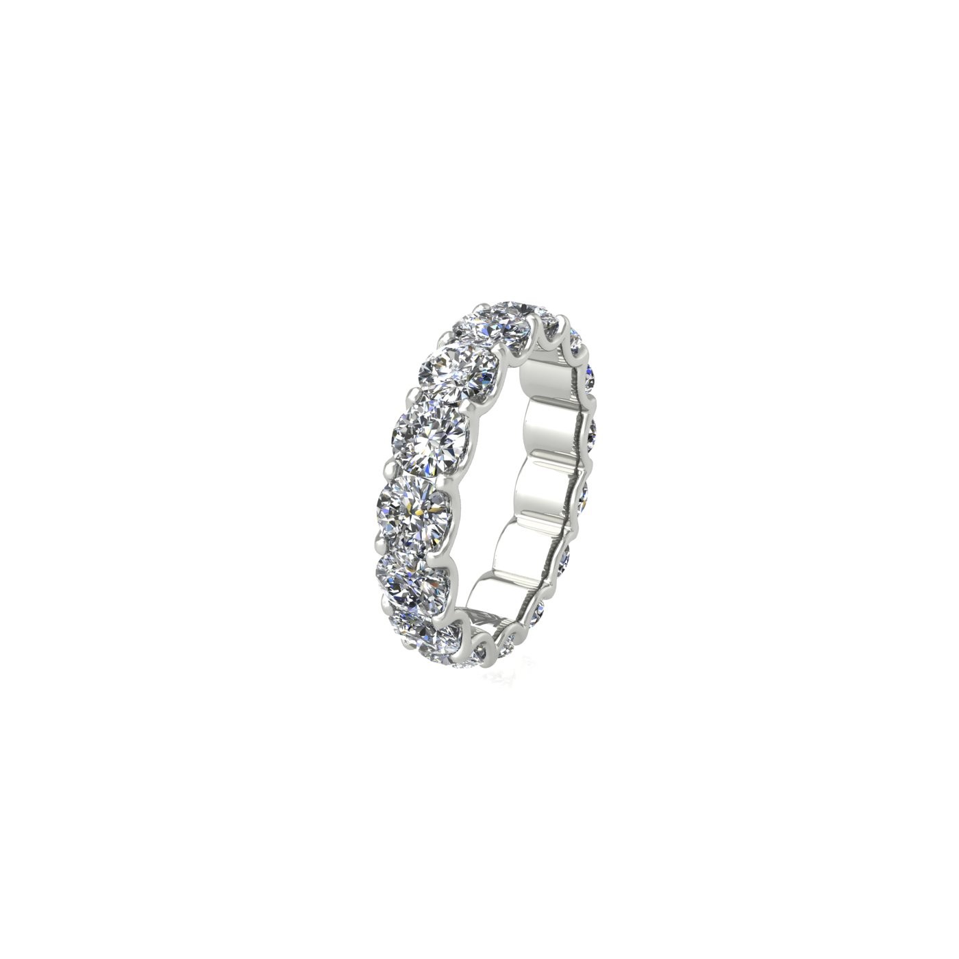 18k white gold  round shape diamond full eternity ring in u-prong setting