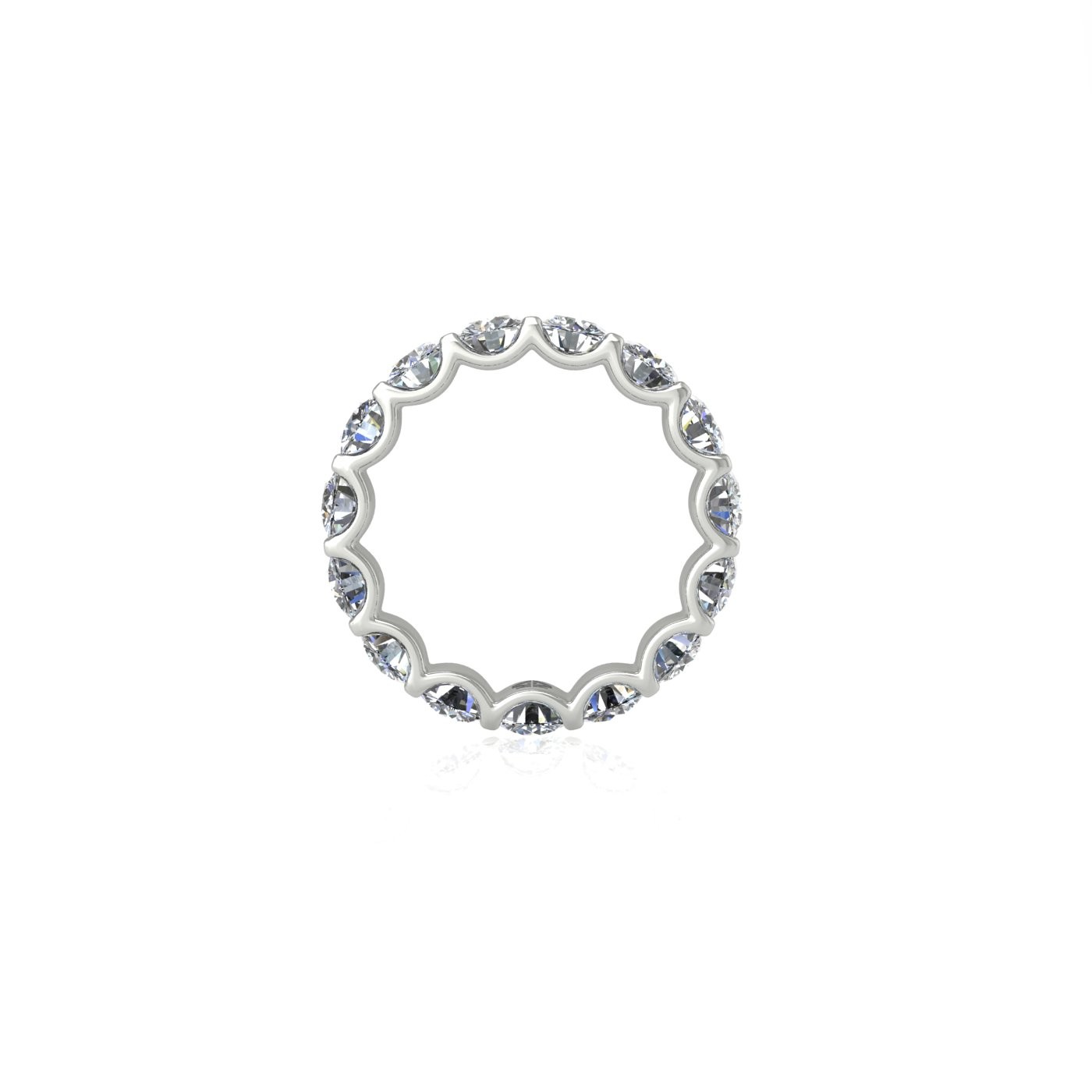 18k white gold  round shape diamond full eternity ring in u-prong setting