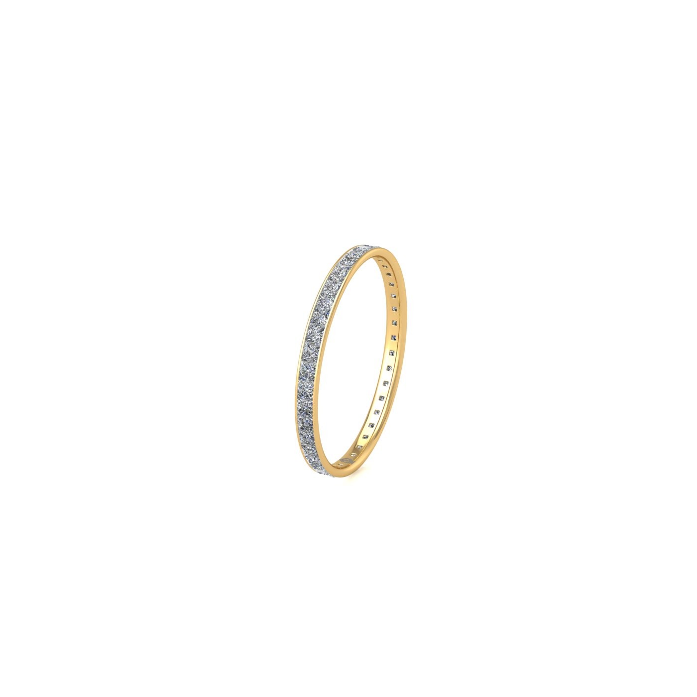 18k yellow gold  princess shape diamond channel set full eternity ring