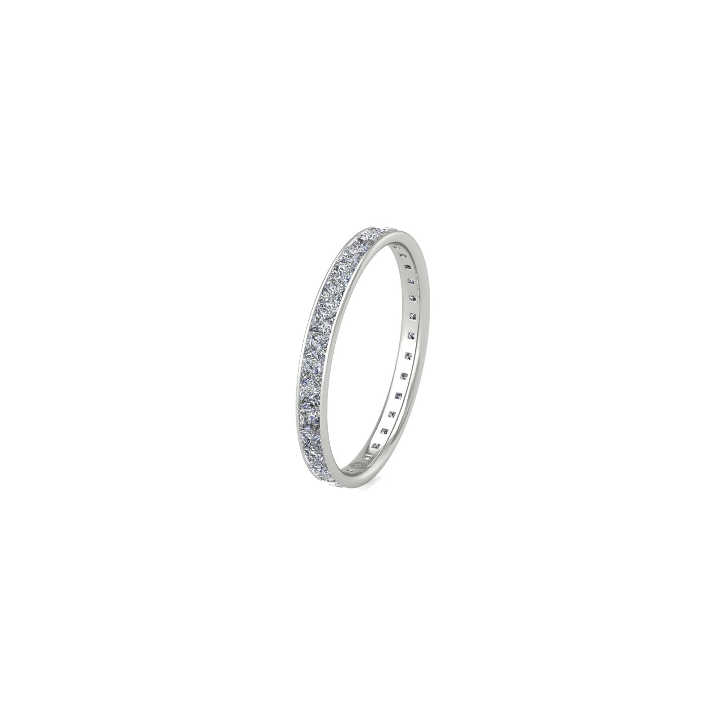 18k white gold  princess shape diamond channel set full eternity ring