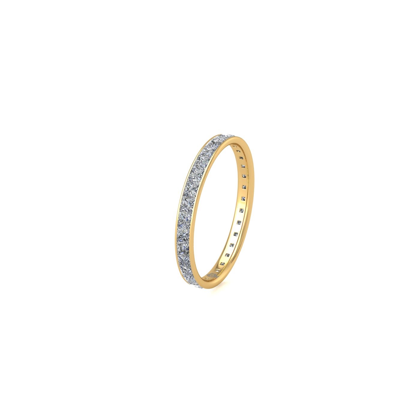 18k yellow gold  princess shape diamond channel set full eternity ring