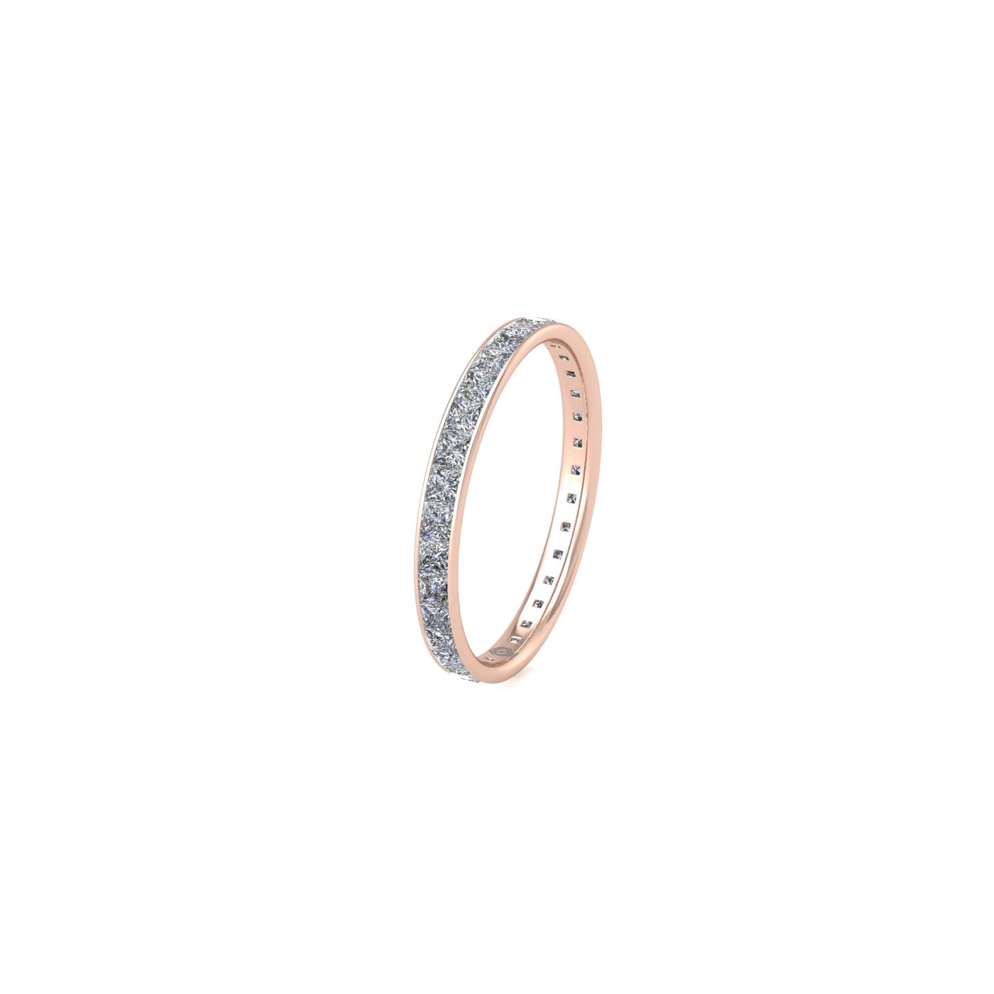 18k rose gold  princess shape diamond channel set full eternity ring