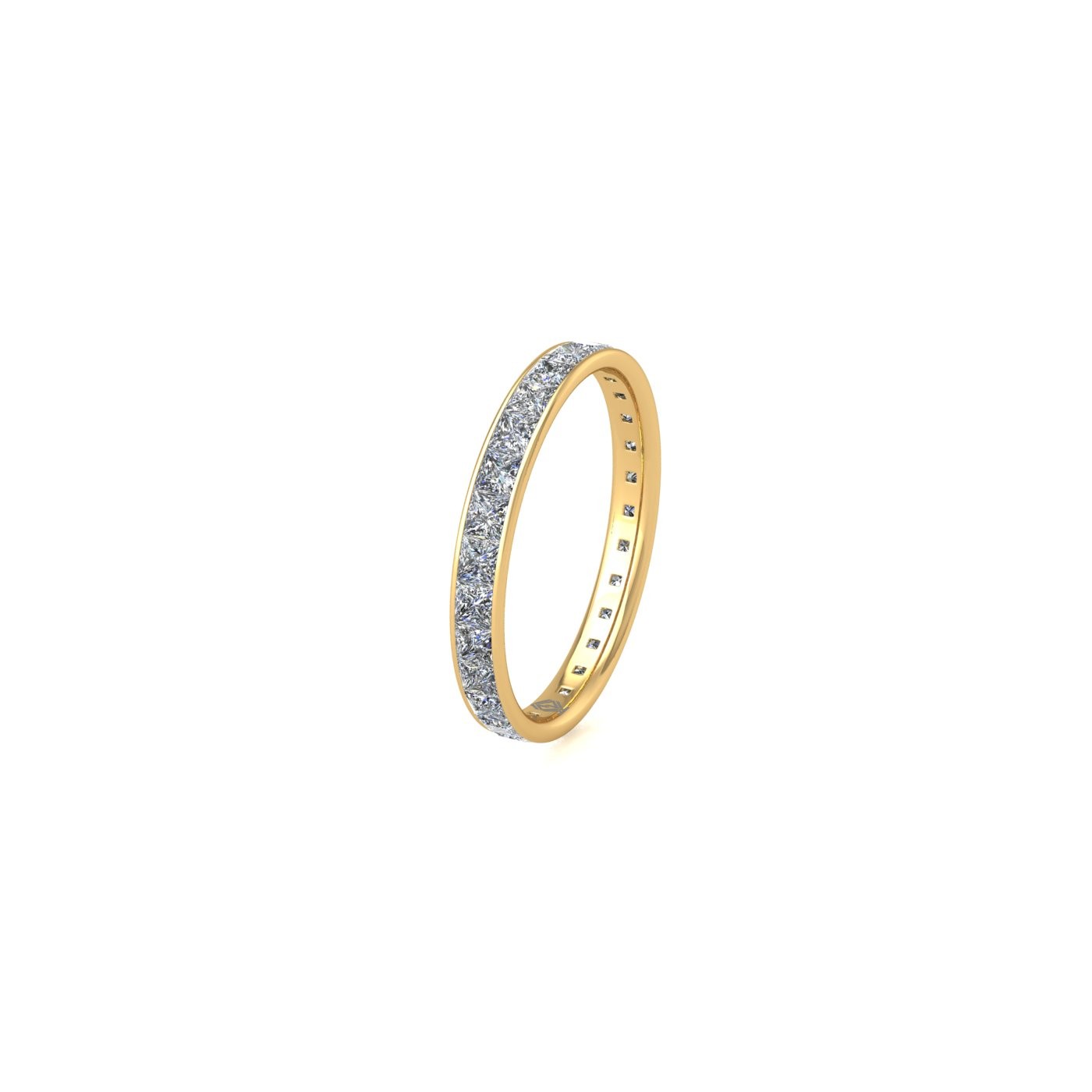18k yellow gold  princess shape diamond channel set full eternity ring