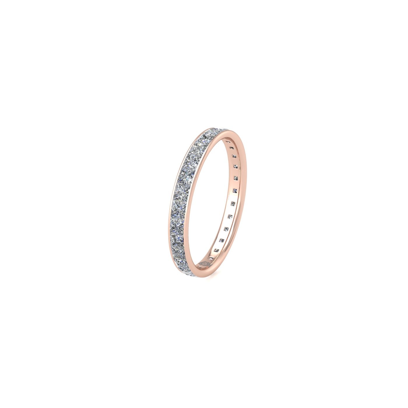 18k rose gold  princess shape diamond channel set full eternity ring