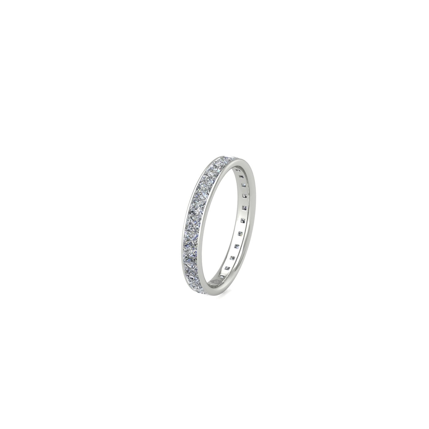 18k white gold  princess shape diamond channel set full eternity ring