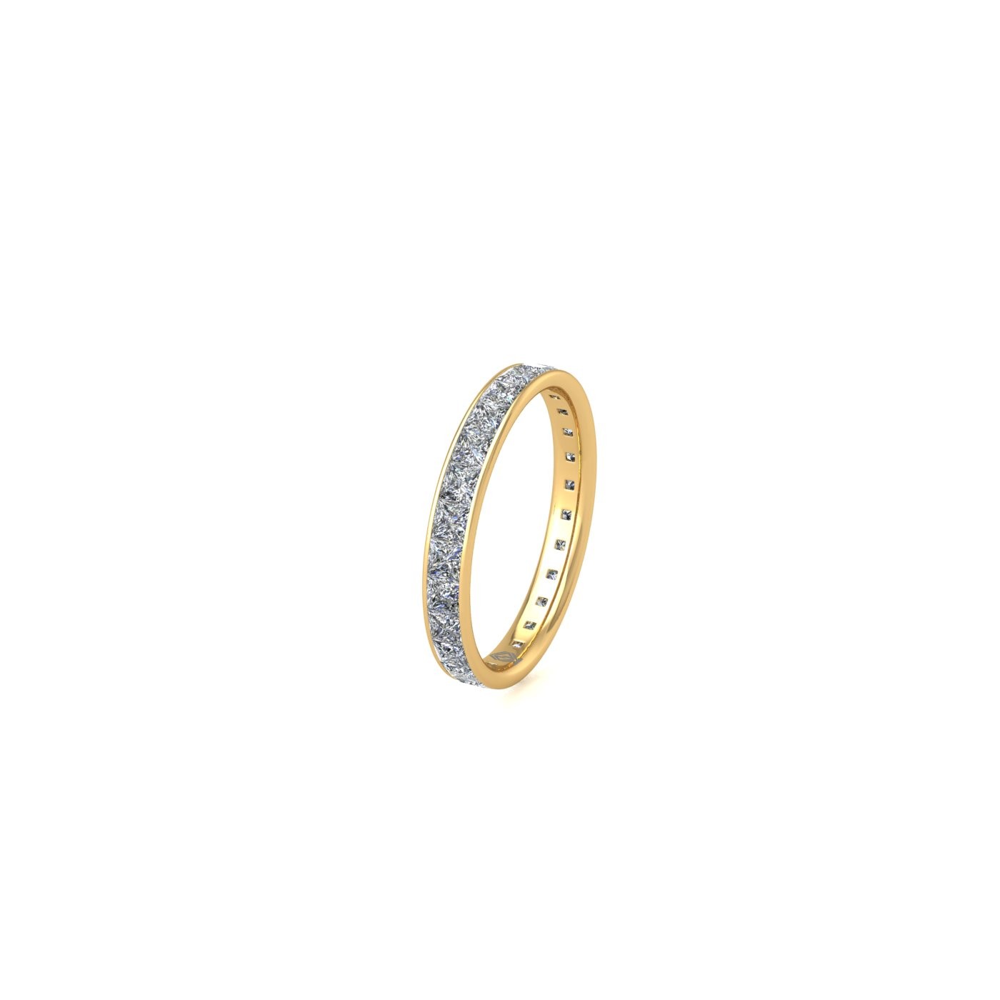 18k yellow gold  princess shape diamond channel set full eternity ring